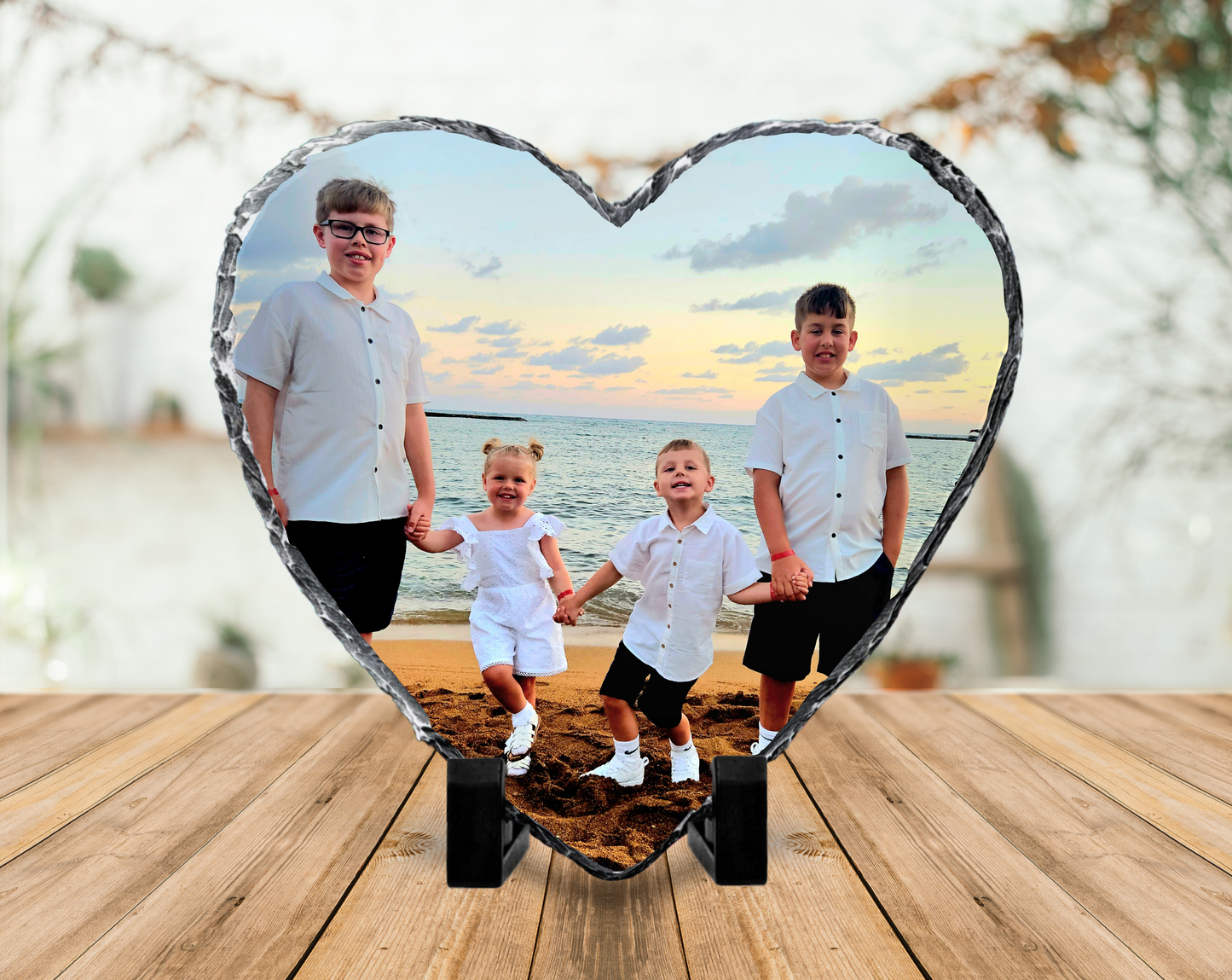 Glossy Heart Photo Slate 15cm