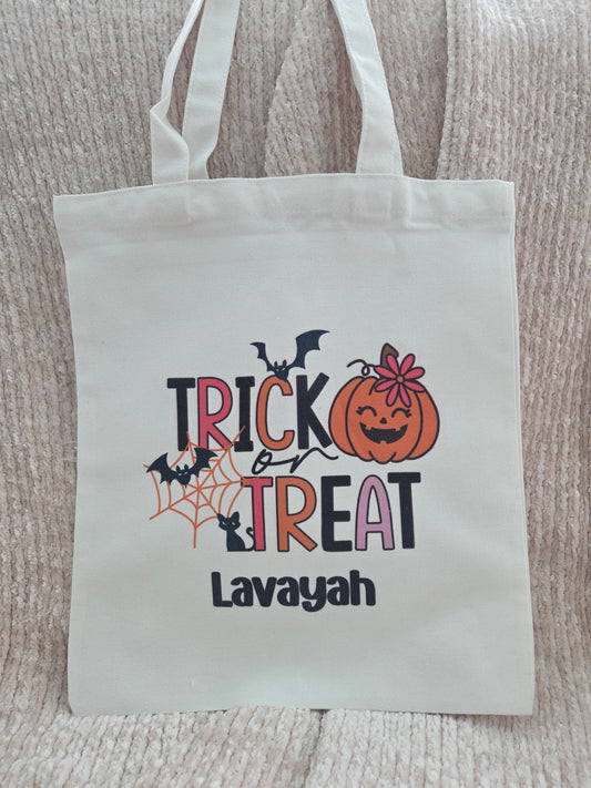 Trick Or Treat Pink Flower Bag