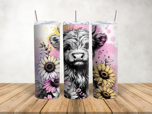 Highland Cow Sunflowers Tumbler