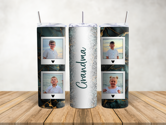 Green Marble Photo Frame Tumbler
