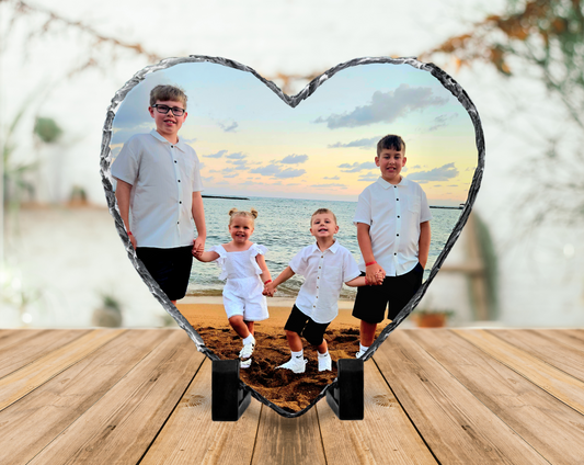 Glossy Heart Photo Slate 15cm