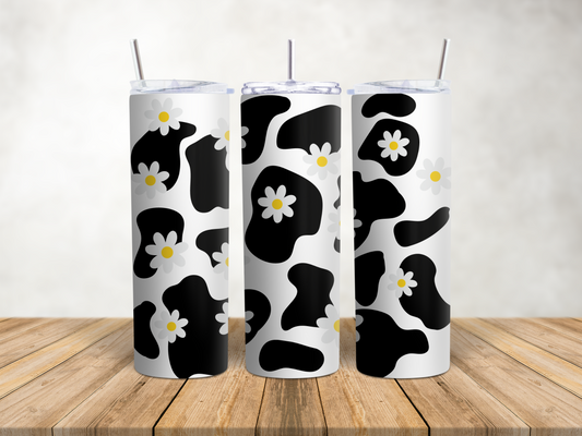 Cow Print Daisy Tumbler