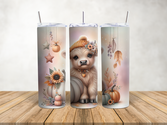 Highland Cow Autumn Pumkins Tumbler