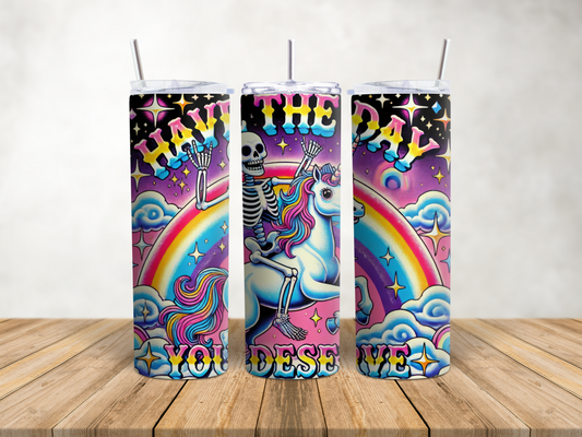 Rainbow Unicorn Skull Tumbler