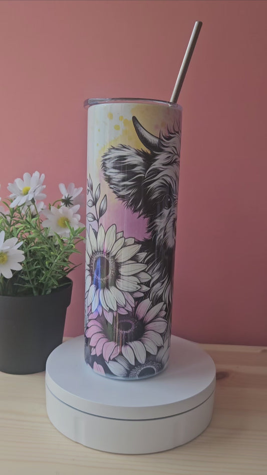 Highland Cow Sunflowers Tumbler